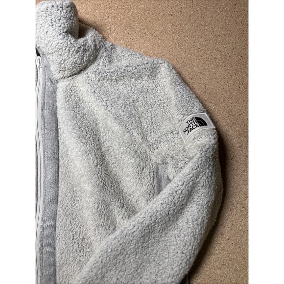 Womens Vintage North Face Grey Deep Pile Outdoor Fleece Jacket Medium E1 - Picture 2 of 7